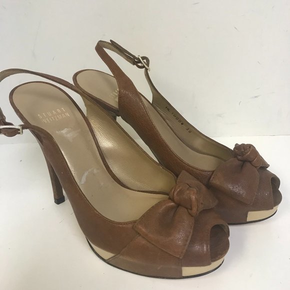 Stuart Weitzman Brown Leather Stiletto - Picture 1 of 8